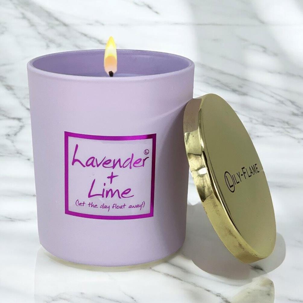 Lily-Flame Lavender & Lime Gold Top Glass Jar Candle Extra Image 1